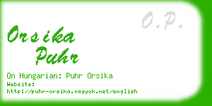 orsika puhr business card